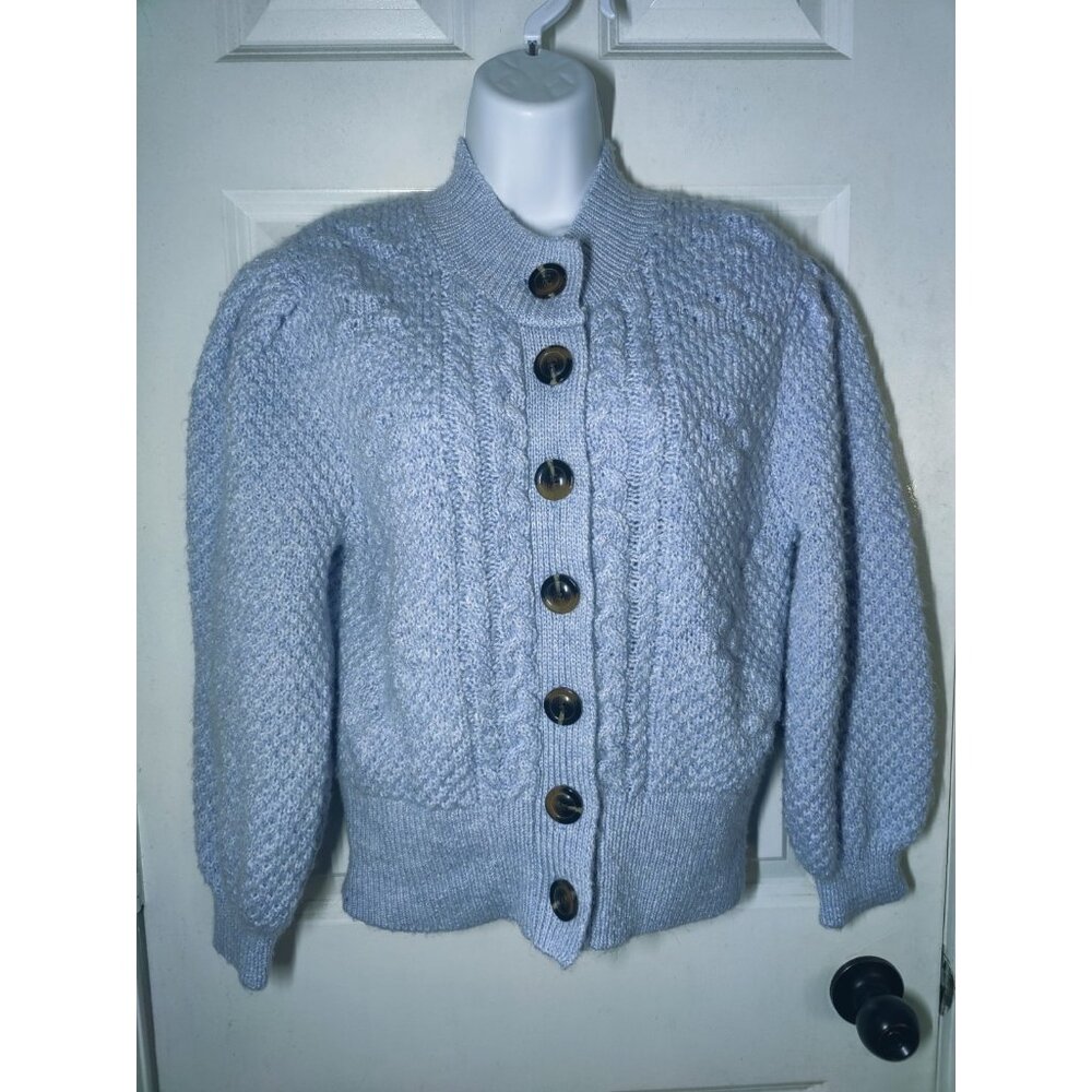 Who What Wear Wool Blend Light Blue Chunky Button‎ Down Cardigan Sweater S - Picture 2 of 5